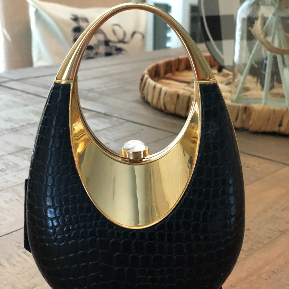 DePicciotto Fifth Avenue Black & Gold Evening Purse / Mini Handbag